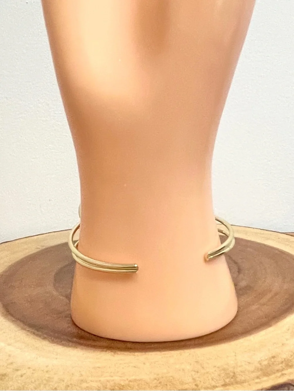 Gold Double Ball Link Open Cuff Bracelet 18K Gold Filled NWOT